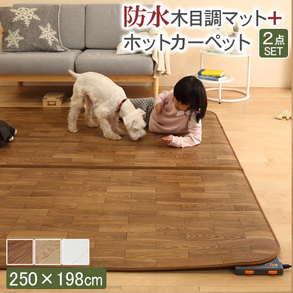 かわいい! 送料無料 ホットカーペット カバー 木目調ホットカーペット・カバー 【ウッディ】 3畳用(250x198)+ホットカーペット本体 2点セット セッ, 野菜のタネのお買い物 太田のタネ a918c2ec