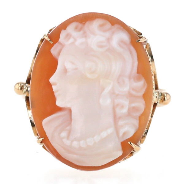大注目 K18yg イエローゴールド リング シェルカメオ 貴婦人 横顔 人物 女性 レース デザイン 指輪 13号 新品仕上済 Af 国内正規品 Travelstore Tn