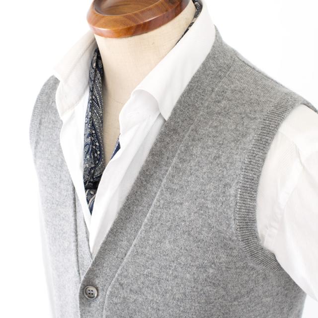 Sale30 Settefili Cashmere セッテフィーリ カシミア カシミヤ 前開きニットベスト Bottoni Gilet Art Col Gra Light 週末限定タイムセール