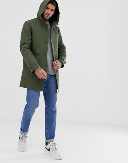 Asos エイソス トレンチコート メンズ 小雨防水 Hooded Trench Coat