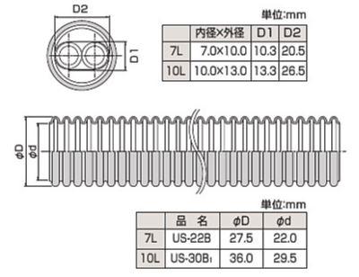 ###♪パーパス 配管接続部材【PT-10L-CD-G(5M)〔ZSN05〕】樹脂ペアチューブ CD管入ペアチューブ(樹脂管) CD管入り ...