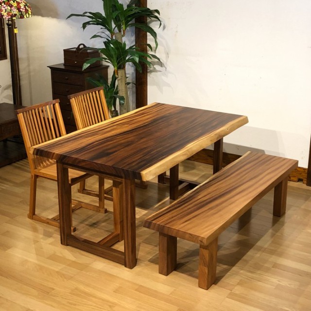 モンキーポッド  ダイニングテーブル  座卓 兼用 一枚板 天然木 おしゃれ 北欧 天然木 厚さ5.3cm