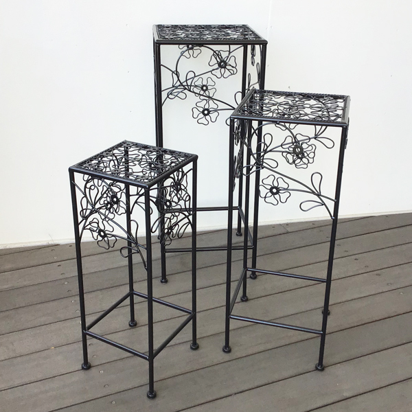 柔らかい プランタースタンド 3点セット 花台 台 鉢スタンド スクエア フラワーラック アイアン おしゃれ 屋外 ポット 北欧 ガーデン 正規品 Www Nescon Es
