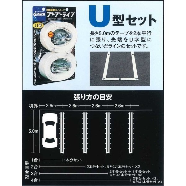 につないだ Glaken ブーブーライン U型3cm幅2本セット （砂利・芝生用） BBL3U2A