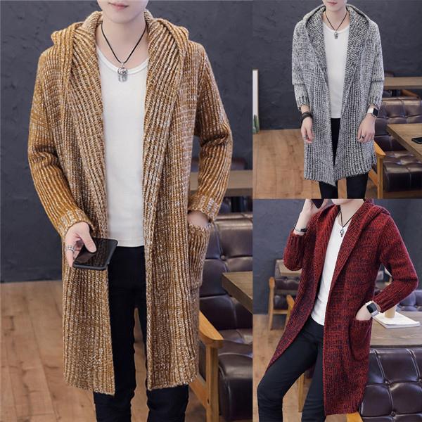 ニット 期間限定送料無料 セーター カーディガン メンズ 開襟 ロング丈 コート 紳士服 フード付き 通勤 防寒 カジュアル 通学 暖かい 厚手