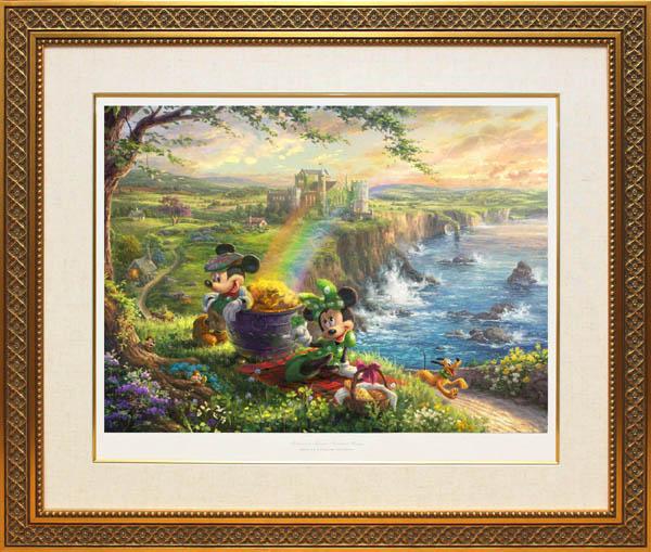 アート 絵画 ディズニー トーマス キンケード ミッキー ミニー イン アイルランド 作品証明書 展示用フック付ジークレ アート 美術品 骨董品 インテリア
