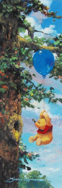 新しいエルメス ディズニー絵画 くまのプーさん アップ イン ジ エアー 限定195部 キャンバスジークレ額縁5種展開 作家サイン 作品証明書 展示用 その他絵画