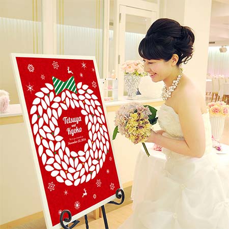 クリスマス挙式 ゲスト参加型 寄せ書きメッセージボード クリスマスリースレッド B2サイズ 115名様用 結婚式の通販はau Wowma ワウマ 結婚式アイテム ギフトのお店 ファルベ 商品ロットナンバー