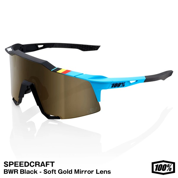 【即日発送】100%（ワンハンドレッド）　SPEEDCRAFT　BWR Black - Soft Gold Mirror Lens　サングラス　61001-258-01