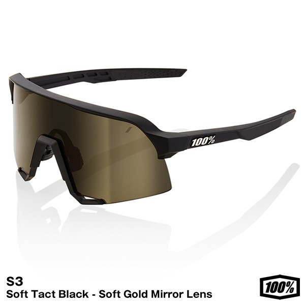 【即日発送】100%（ワンハンドレッド）　S3　Soft Tact Black - Soft Gold Mirror Lens　サングラス　61034-258-01