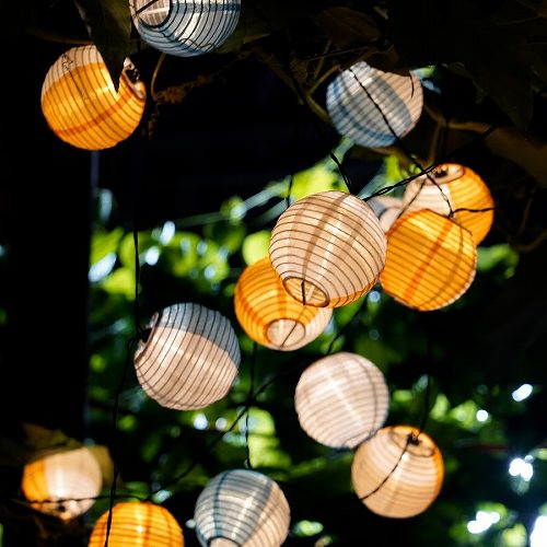 IKEA イケア LEDライトチェーン 全24球 デコレーション ブルー イエロー 電池式 屋外用 m90544634 SOMMARLANKE