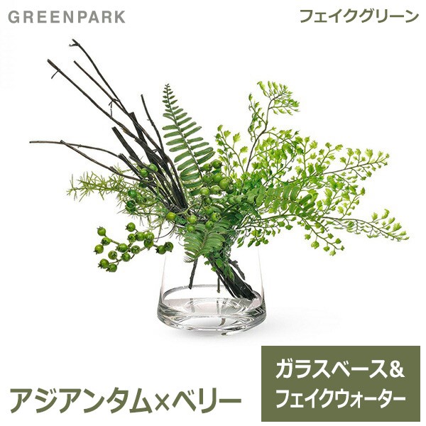 21超人気 アジアンタム ベリー ウォータートラぺゾイド 人工 観葉植物 フェイク グリーン おしゃれ Greenpark グリーンパーク Prgr 1175 ガラスベ Sale 30 Off