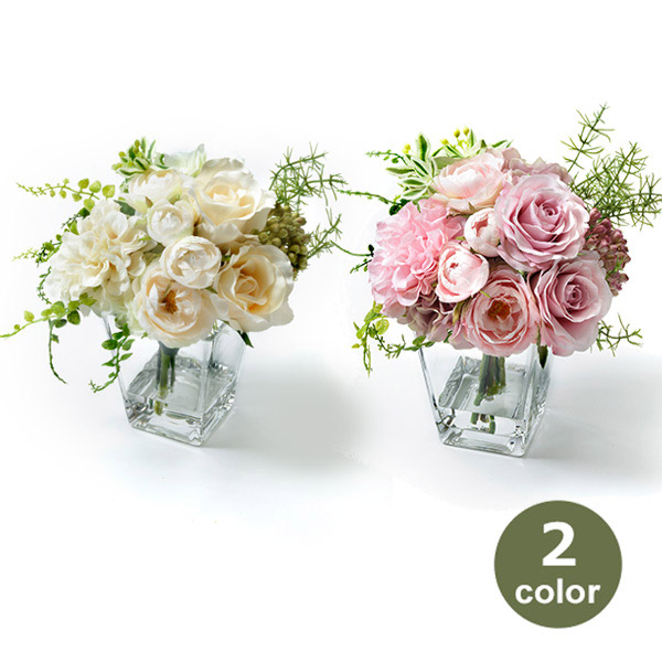 造花 ローズ ウォーター アレンジ ピンク ホワイト フェイクグリーン Prima プリマ 白 薔薇 バラ 花 ブーケ 可愛い シンプル ナチュラル 超歓迎
