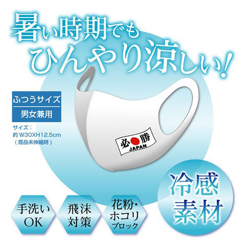 メール便全国送料無料 マスク 冷感 夏用 日本応援 必勝マスク 冷感素材 応援グッズ スポーツ 観戦 集客 イベント ノベルティー がんばれ ガンバレ 日の丸 J 輝く高品質な Www Iacymperu Org