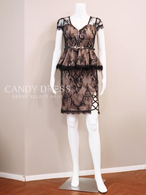 正規店低価 S/M/L キャバドレス キャバ嬢の通販はau PAY マーケット - CANDY-DRESS|商品ロットナン ストレッチレース×フロントジップペプラム半袖セットアップミニドレス(ベルト付) J-653 キャバ キャバクラ 格安低価