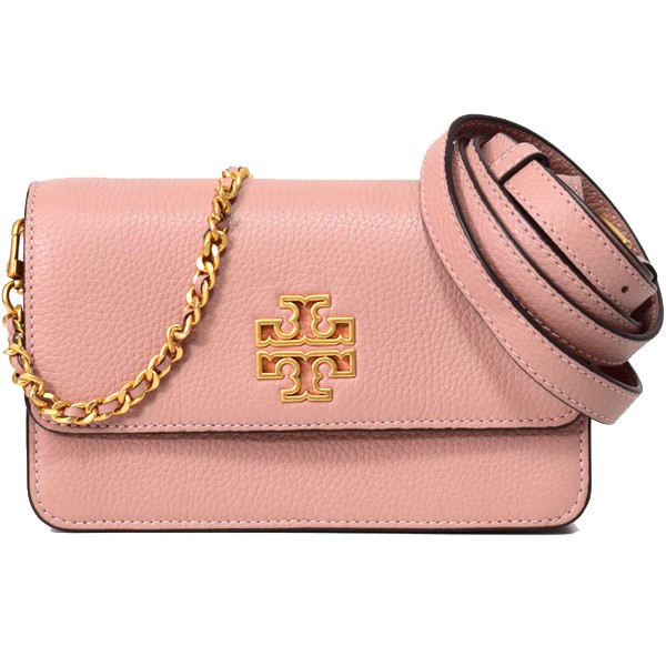 トリーバーチ バッグ TORY BURCH ぺブルレザー ブリテン コンバーチブル フラップ チェーン ショルダー 斜めがけクロスボディ バッグ ピ