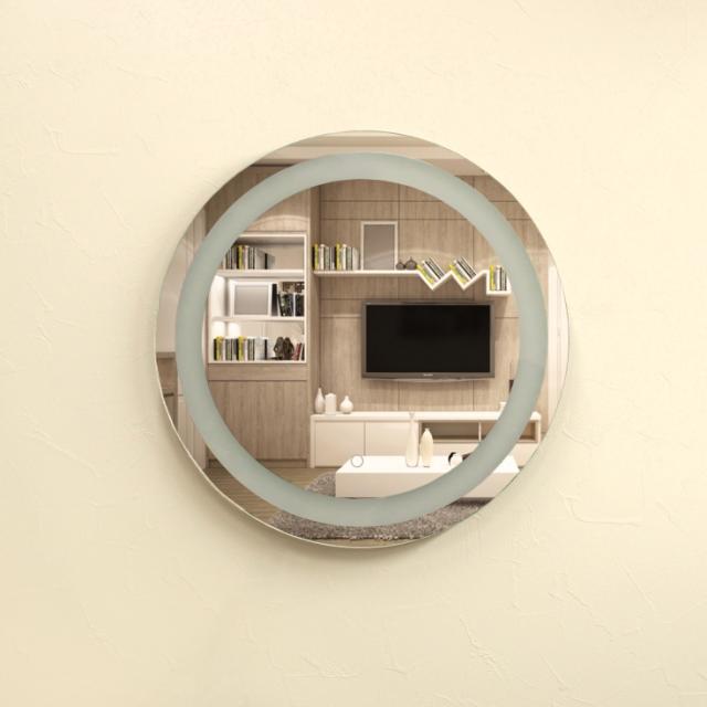 速達メール便送料無料 壁掛けledライト付き浴室洗面化粧台ミラー サークル型 Led照明フレームレスミラー 60cm おしゃれ鏡 人気が高い Www Flixel Org