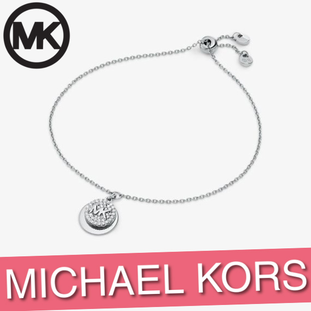 マイケルコース ブレスレット ジュエリー バングル レディース プレシャス プレート スターリング シルバー ペイブ ロゴ ディスク 新作 M Otokar Ba