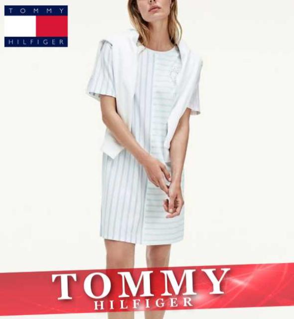 工場直送 トミーヒルフィガー ワンピース ドレス レディース ウィメンズ ストライプ オーガニックコットン Xs Xl 新作 Tommy 在庫限りッ アウトレット Travelstore Tn