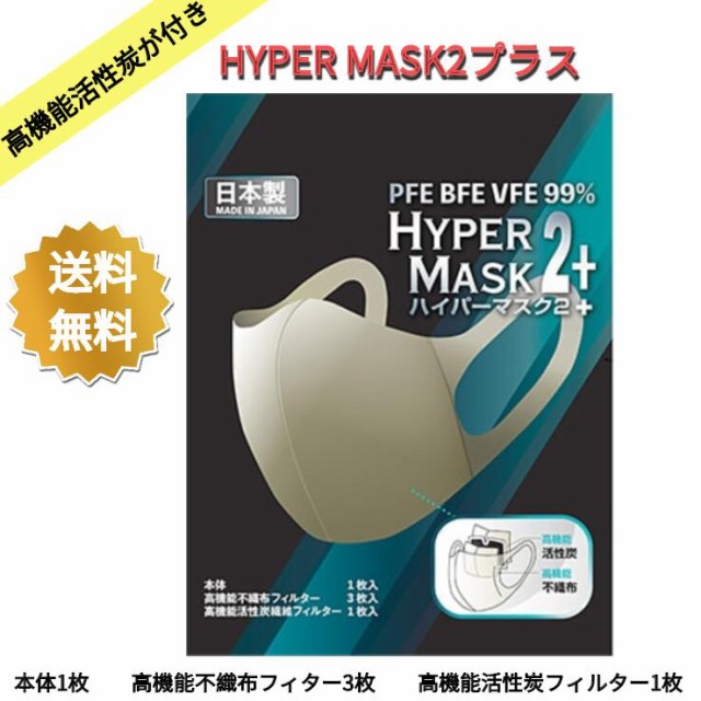 即納 送料無料 Hyper Mask ハイパーマスク 高性能マスク 臭気対策 粉じん対策 花粉症や風邪の予防 活性炭繊維 男女