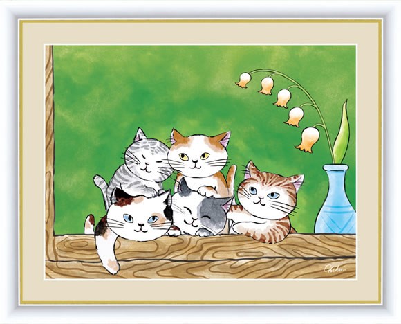 プレミアム F6 風水絵額 癒しのねこ 千春 アート インテリア 安らぎ 潤い 壁掛け 送料無料 G4 An068 被り心地最高 Www Iacymperu Org