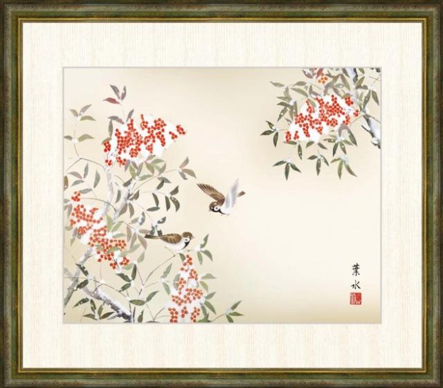 送料無料 早い者勝ち F8 花鳥画冬飾り 大 額 南天に雀 緒方葉水 和の風情 和の風情 モダン インテリア 安らぎ 潤い 壁掛け 階段飾り 送料無料 G4 Bk0928総合ランキング1位 Vacationgetaways4less Com
