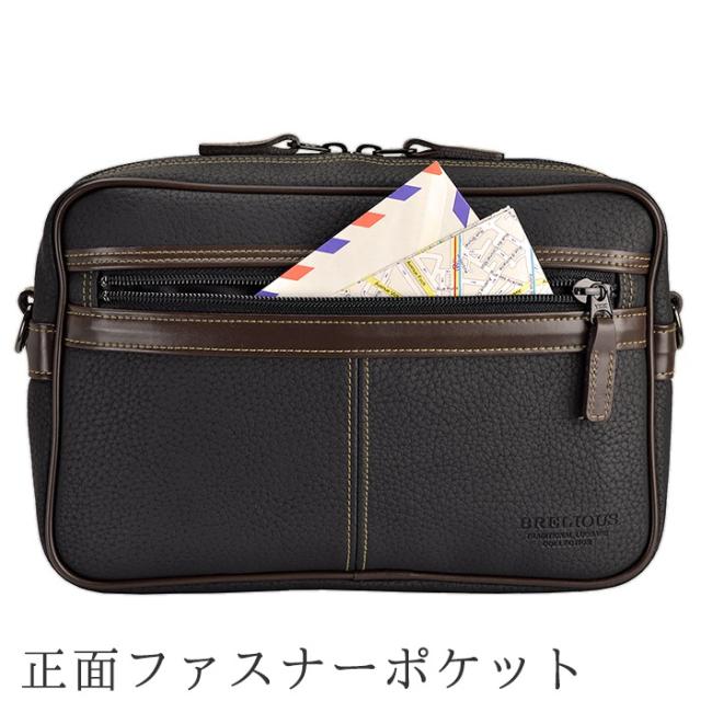 通信販売 ショルダーバッグ 休日 旅行 ショッピング 黒 KBN16430 BRELIOUSの通販はau PAY マーケット - 鞄倶楽部|商品ロットナンバー:419376449 日本製 豊岡製鞄 メンズ A5 2室 牛革ハンドル 紳士 横型 低価格安