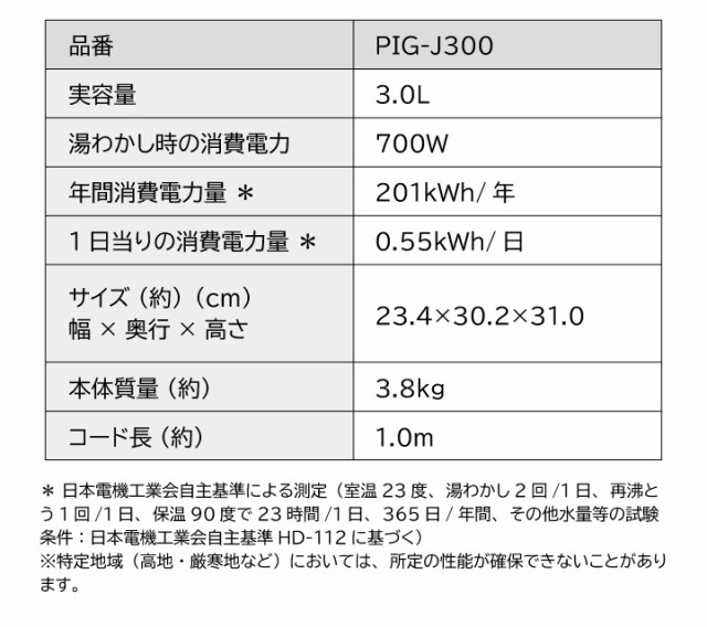 くらし タイガー エコ 日本製 同梱不可の通販はau PAY マーケット - くらし屋｜商品ロットナンバー：474533555 VE電気ポット とく子さん PIG-J300 K 3.0L送料無料 蒸気レス ○っても