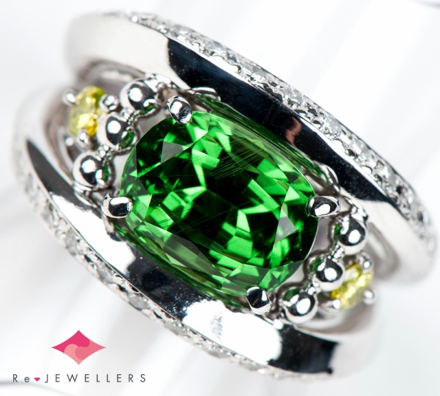 ツァボライト グリーンガーネット4.923ct ダイヤモンド 計0.72ct ...
