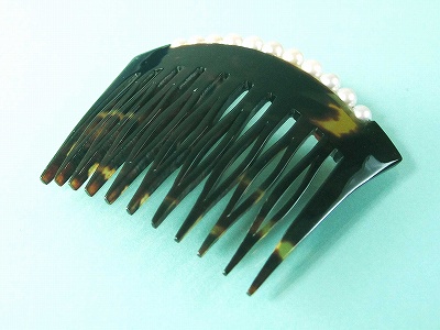 ノギマチ 本べっ甲 櫛 アコヤ 本真珠付き コーム ヘア アクセサリー のし等ギフト対応