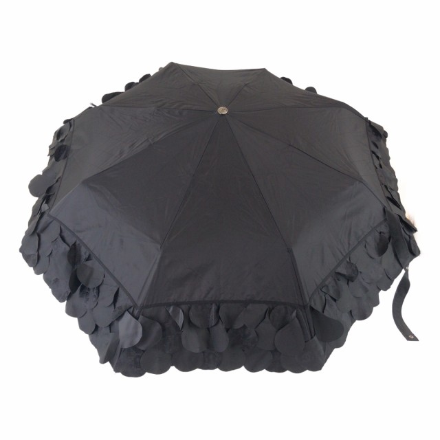 シャネル カメリア ロゴ 折りたたみ傘 晴雨兼用 日傘 バイカラー 黒 白 