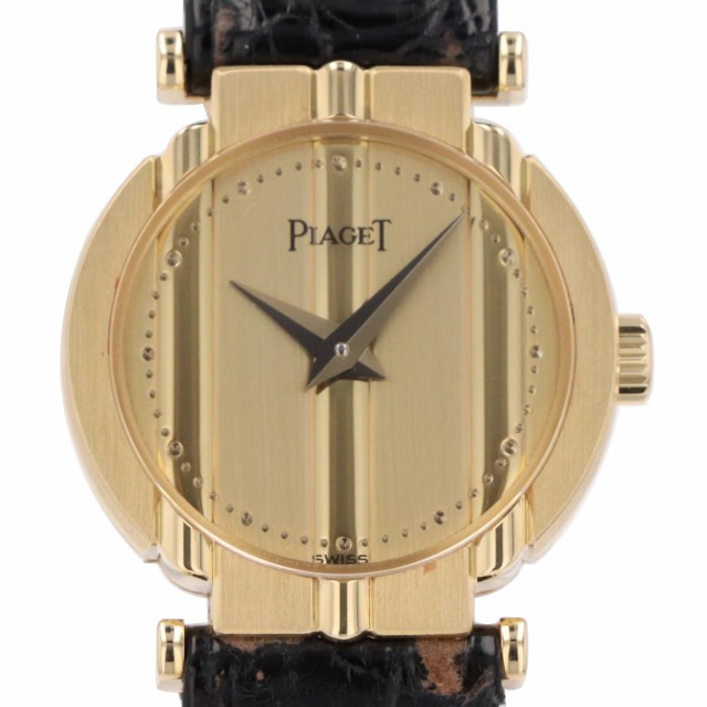 ピアジェ PIAGET ポロ 8243 腕時計 YG レザー クォーツ シャンパンゴールド レディース 中古