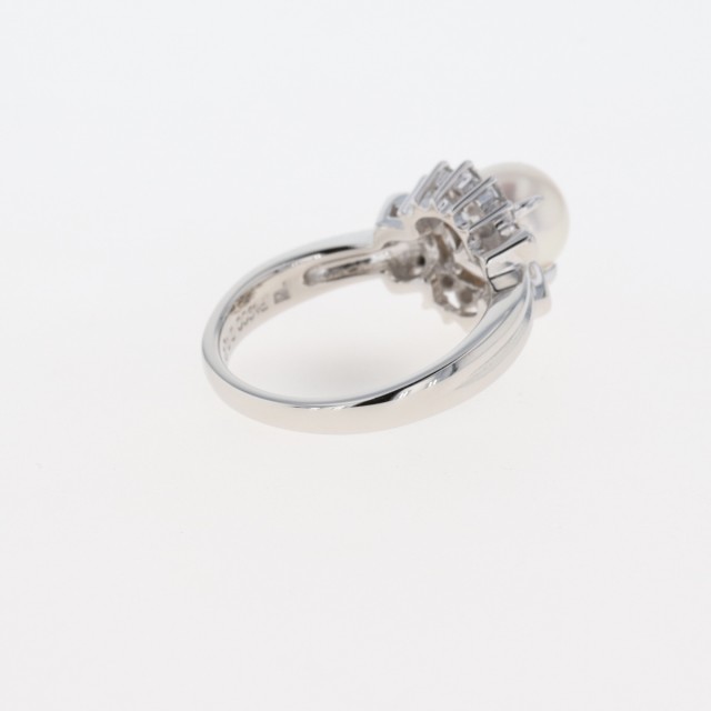 ポーラ POLA パール デザインリング プラチナ メレダイヤ 指輪 真珠 リング 16号 Pt900 パール ダイヤモンド レディース - 指輪・ リング