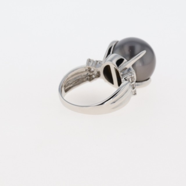 パール デザインリング プラチナ 指輪 メレダイヤ 真珠 リング 10号 Pt1000 パール ダイヤモンド レディース - 指輪・リング