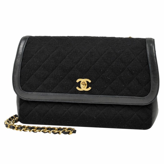 シャネル CHANEL ココマーク チェーン ショルダーバッグ CCマーク マトラッセ ショルダーバッグ ファブリック ブラック レディース 中古