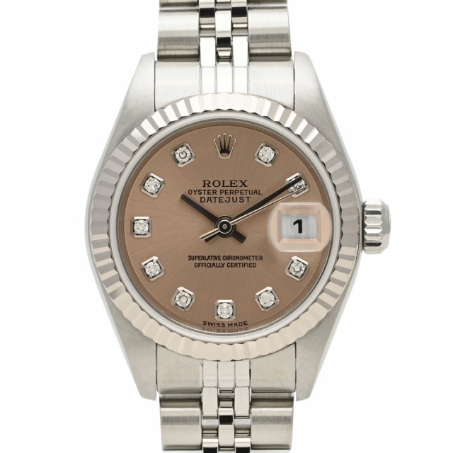 ロレックス ROLEX デイトジャスト クロノメーター 79174G 腕時計 SS WG ダイヤモンド 自動巻き ピンク レディース 中古