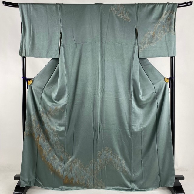 訪問着 秀品 樹木 金彩 緑 袷 168.5cm 68cm L 正絹 