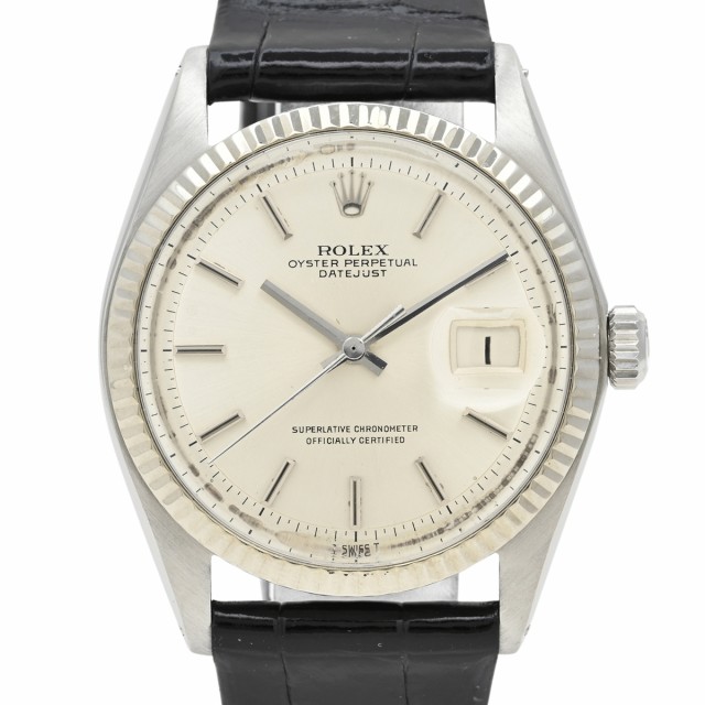 ロレックス ROLEX デイトジャスト クロノメーター 1601 腕時計 SS WG レザー 自動巻き シルバー メンズ 中古