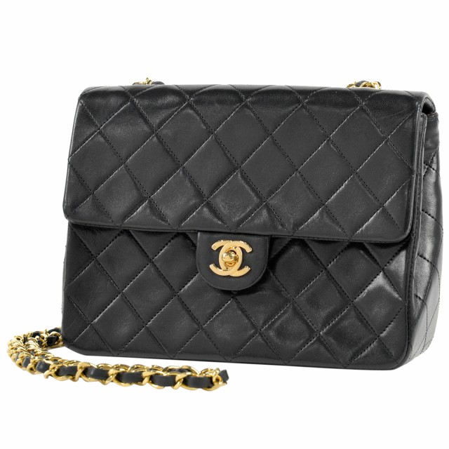 シャネル CHANEL マトラッセ シングルフラップ チェーン ショルダーバッグ ココマーク CCマーク レザー ブラック レディース 中古