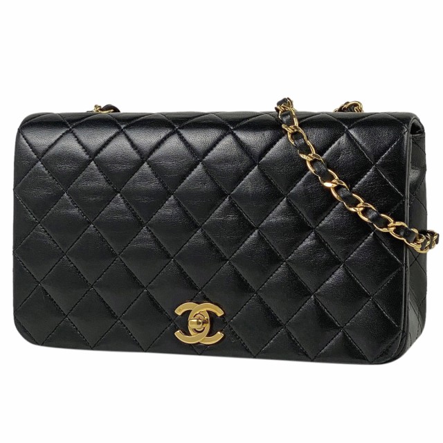 シャネル CHANEL マトラッセ シングルフラップ チェーン ショルダーバッグ ココ CC ショルダーバッグ レザー ブラック レディース 中古