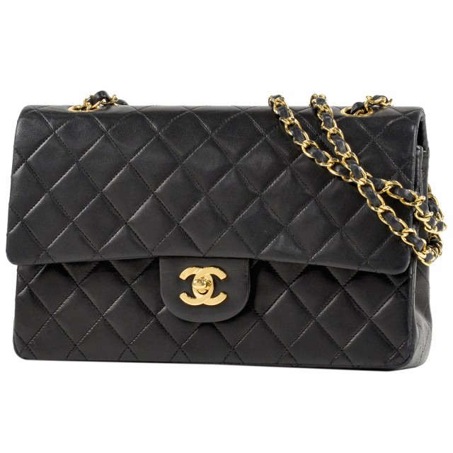 シャネル CHANEL マトラッセ Wフラップ チェーン ショルダーバッグ ココマーク CC ハンドバッグ レザー ブラック レディース 中古