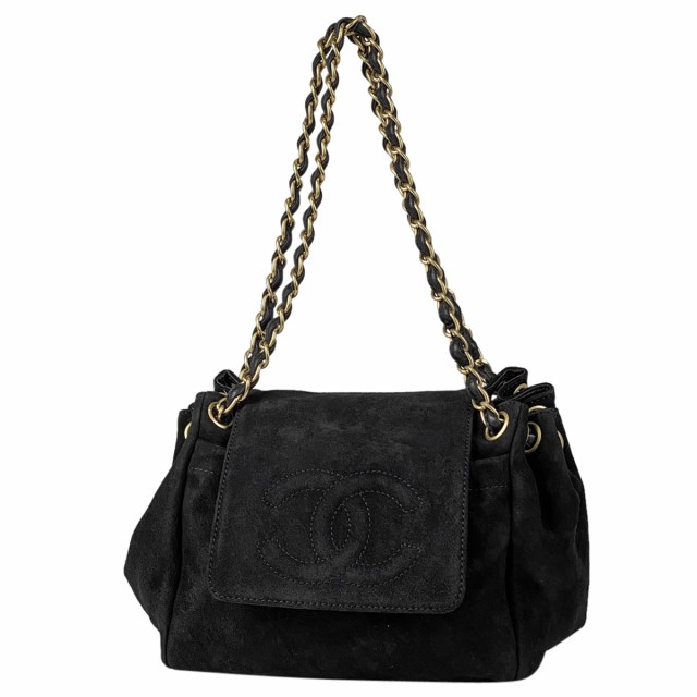 シャネル CHANEL ココマーク チェーン ショルダーバッグ CCマーク ハンドバッグ ショルダーバッグ スエード ブラック レディース 中古