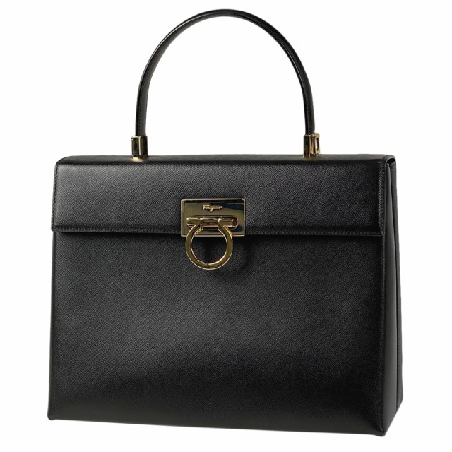 サルヴァトーレフェラガモ Salvatore Ferragamo ガンチーニ ハンドバッグ 2WAY ショルダーバッグ レザー ブラック 8791 レディース 中古