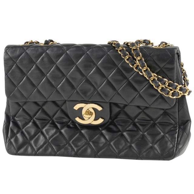 シャネル CHANEL デカ マトラッセ シングルフラップ チェーン ショルダーバッグ ココマーク レザー ブラック レディース 【中古】