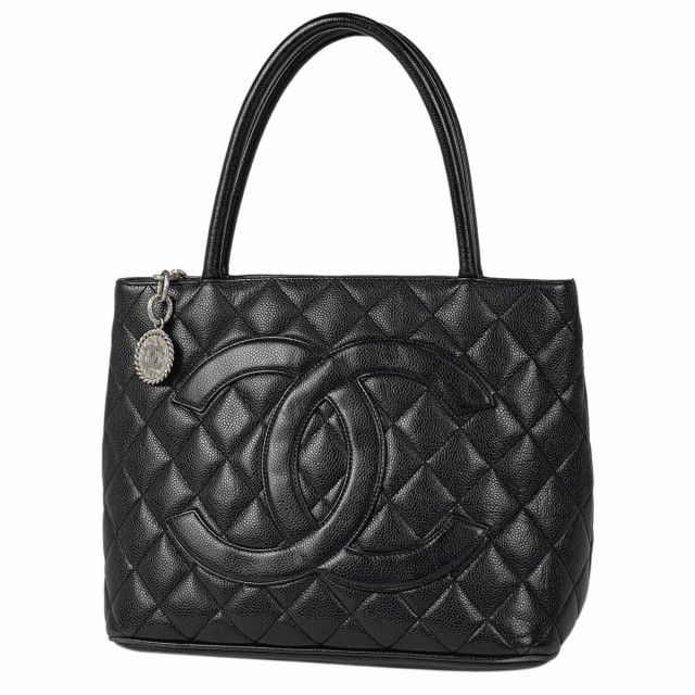 シャネル CHANEL 復刻トート ココマーク CC ハンドバッグ トートバッグ キャビアスキン ブラック レディース 中古