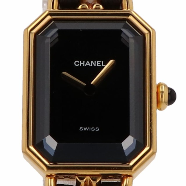 シャネル CHANEL プルミエールM H0001 腕時計 SS レザー クォーツ ブラック レディース 中古