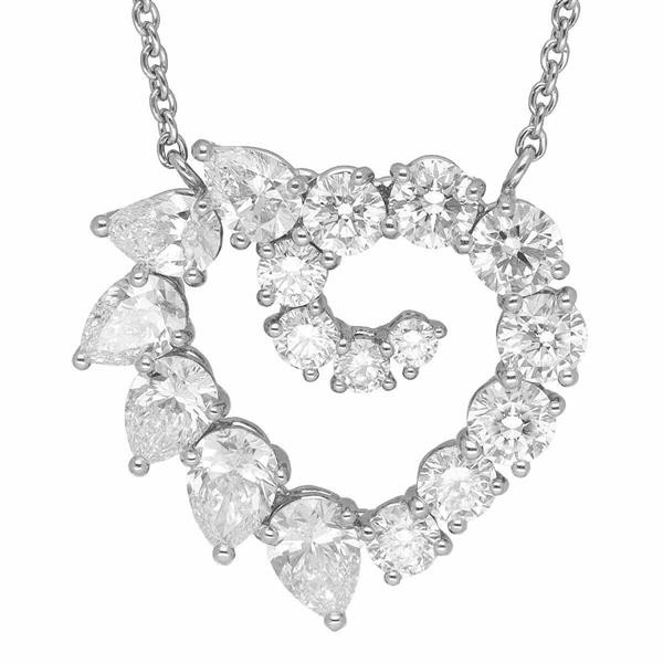 HARRY WINSTON ハリーウィンストン ダイヤモンド(2.00ct)オープンクラスター・ハート・ペンダント(スモール）ネックレス PT950 プラチナ