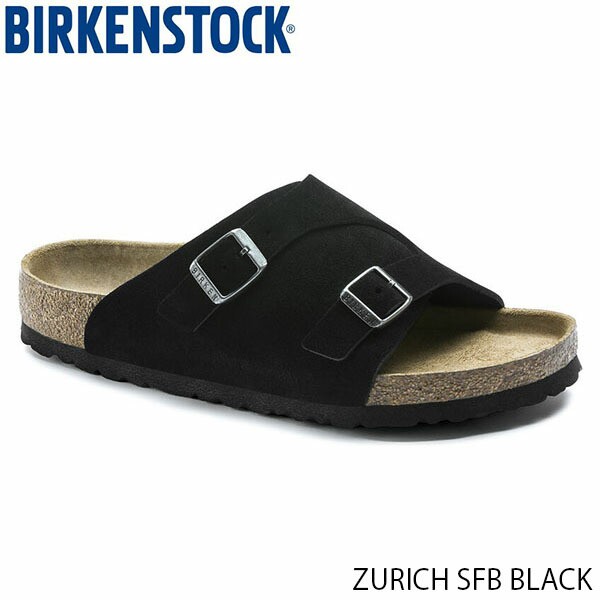 ビルケンシュトック ユニセックス サンダル チューリッヒ ソフトフットベッド GC1009528 BIRKENSTOCK ZURICH SFB BLACK SUEDE LEATHER 幅