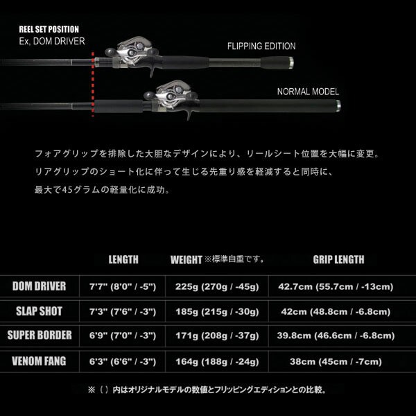 デプス deps バスロッド サイドワインダー フリッピングエディション HGC-77XR ドムドライバーFE バス ブラックバス