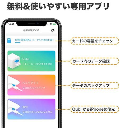 正規激安 Maktar Qubii 充電しながら自動バックアップ Iphone Usbメモリ Ipad 容量不足解消 写真 動画 音楽 連絡先 Sns データ 移行 Sdカードリー 激安ブランド Olsonesq Com